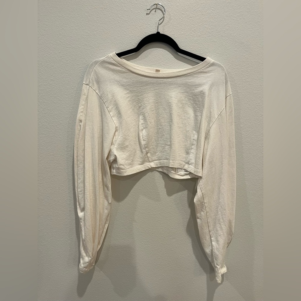 Women's White Long Sleeve Crop Top